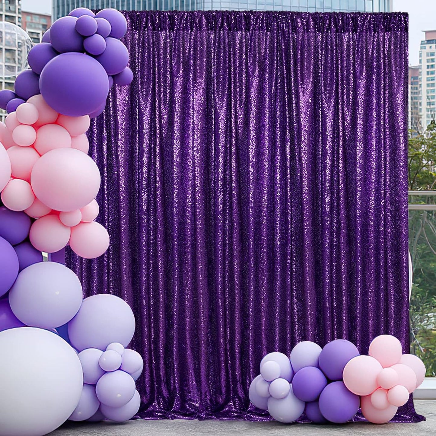 10ft x 10ft Purple Sequin Backdrop Glitter Halloween Party Backdrop Curtains Photo Background for Stage Wedding Baby Shower Decorations