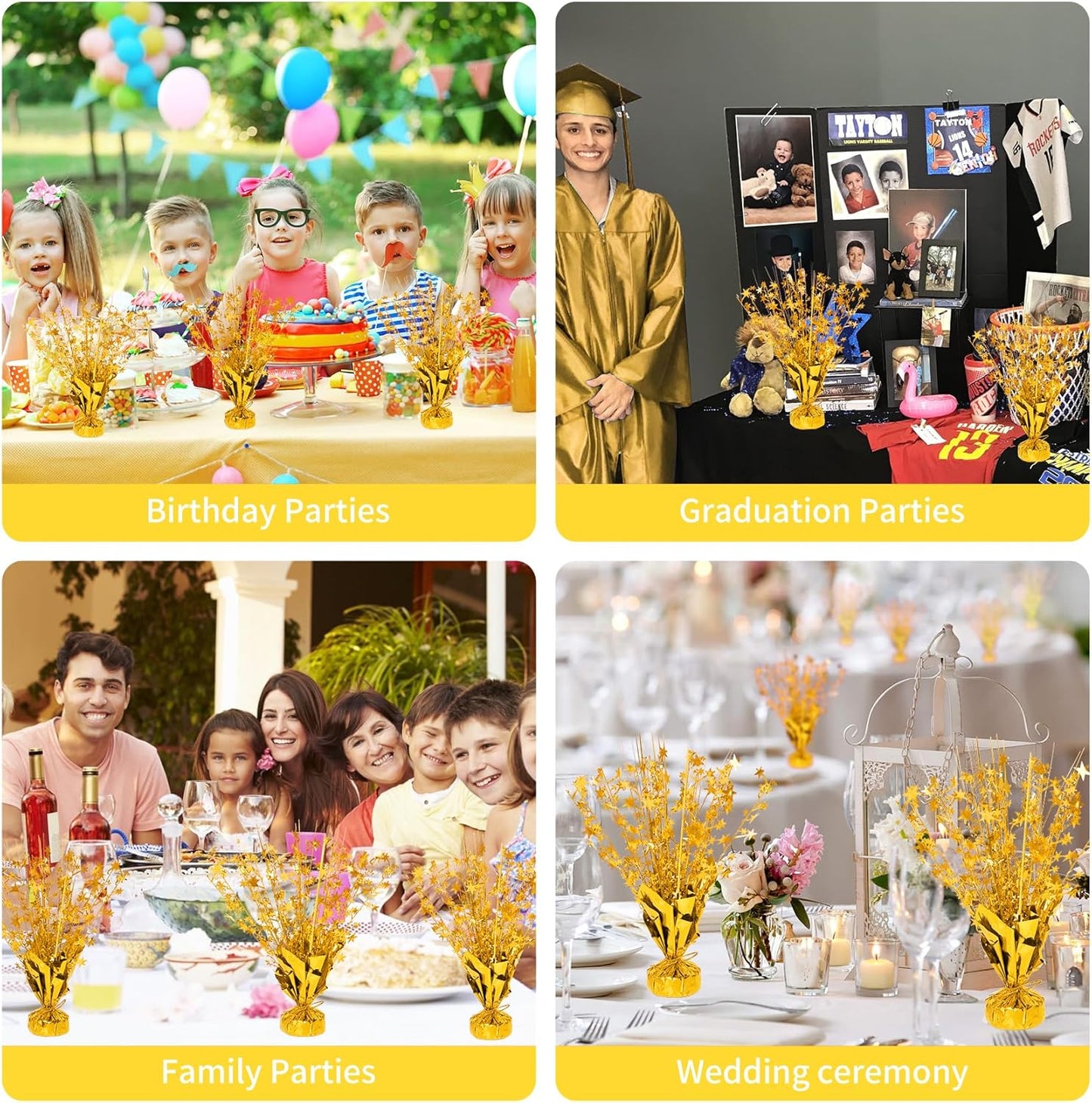 6 Pack Star Table Centerpieces for Party, Birthday Table Decorations for Kids Adults, Party Centerpieces for Tables for Wedding Baby Shower Graduation Holiday Event (Gold)