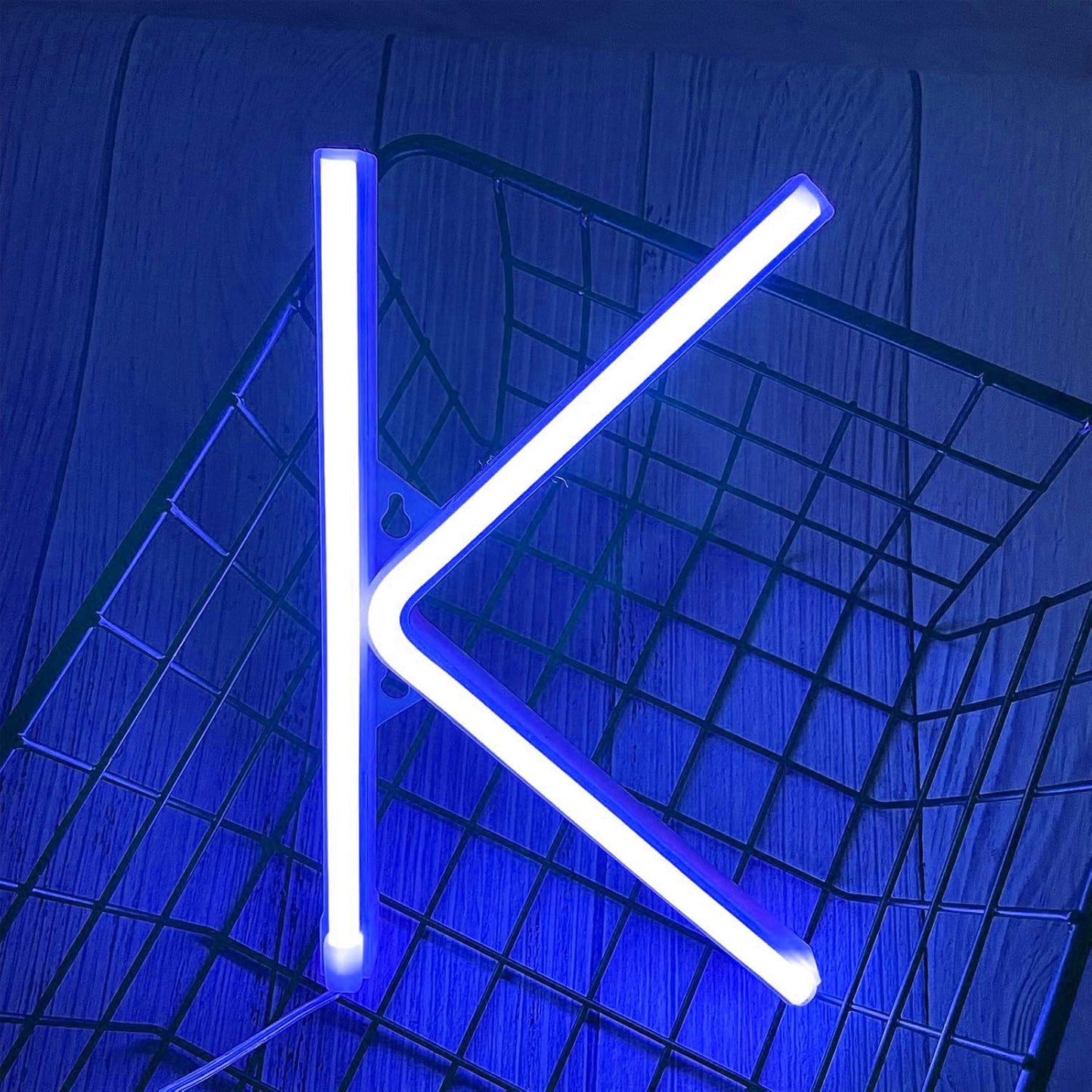 ENUOLI LED Blue Neon Letter Signs Night Light Battery or USB Operated LED Marquee Letters Neon Art Decorative Lights Wall Decor for Children Baby Room Christmas Wedding Party Decoration(K)