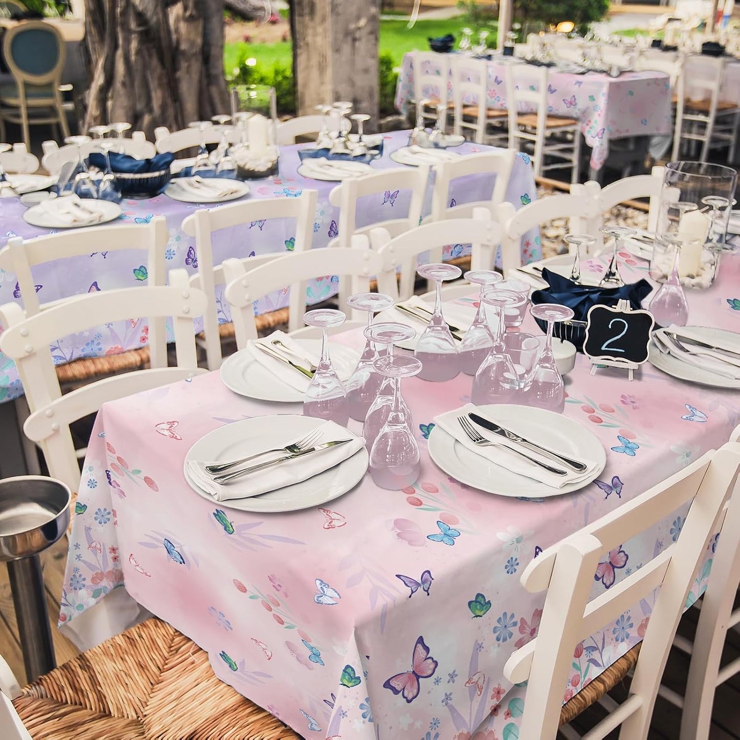 Gatherfun Butterfly Birthday Party Supplies: Butterfly Decorations with 2 PCS Disposable Plastic Tablecloths, for Kid's Birthday Party Decorations, Size 54”x 108