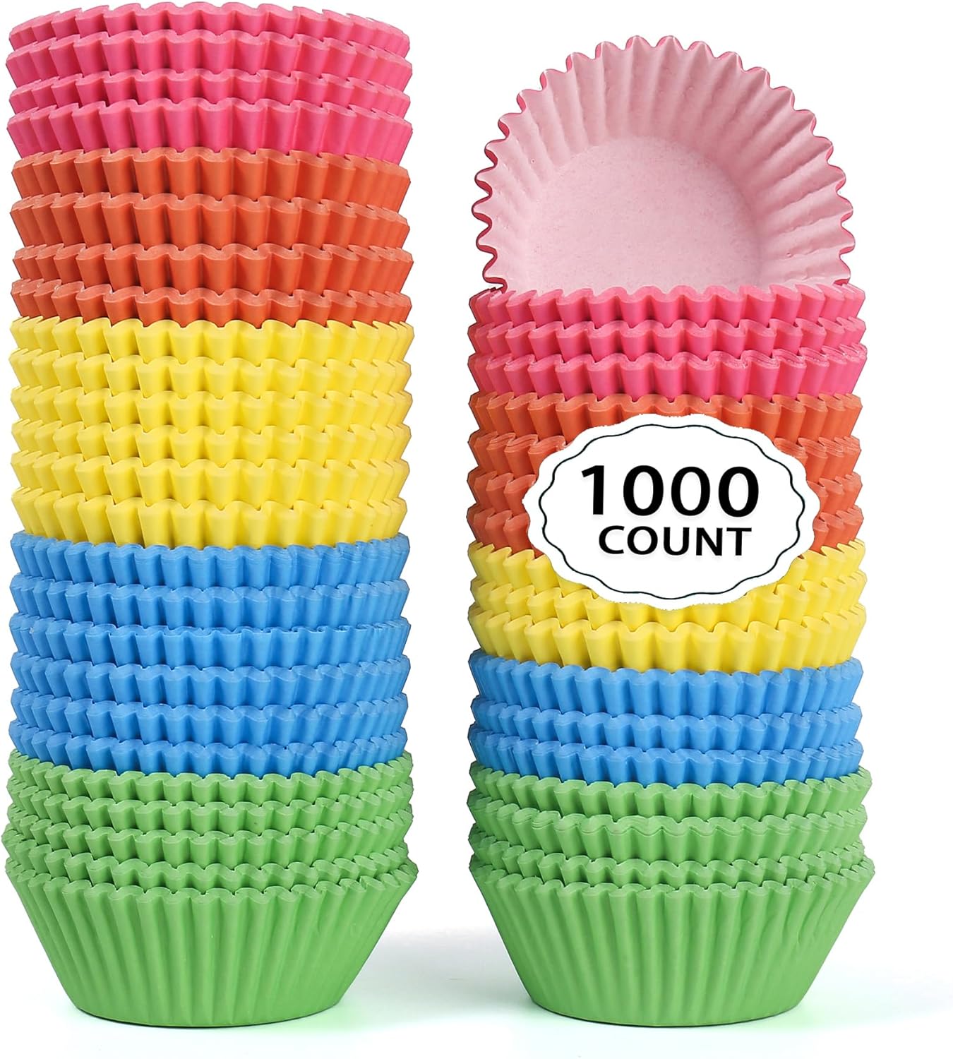 2 inch 1000-Count Mini Cupcake Liners Bright Colorful Muffin Baking Cups, Odorless,Baking Paper Cups for Baking Candy Cooking，Upgraded & Food Grade Grease-Proof Paper(Rainbow, 2 Inch)