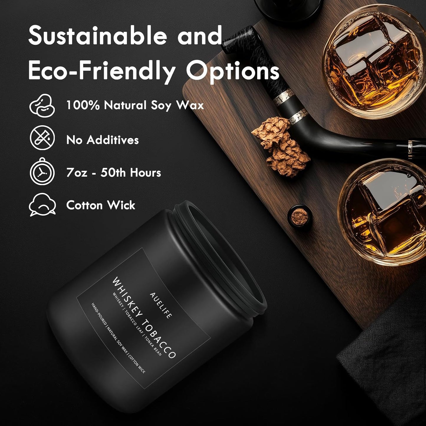 Scented Candles Set | Gifts for Men - 4Pack Masculine Candle, Soy Candles for Home Scented, Aromatherapy Gift for Dad Fathers Day, Home Fragrance of Whiskey Tobacco/Mahogany/Amber Patchouli/Leather