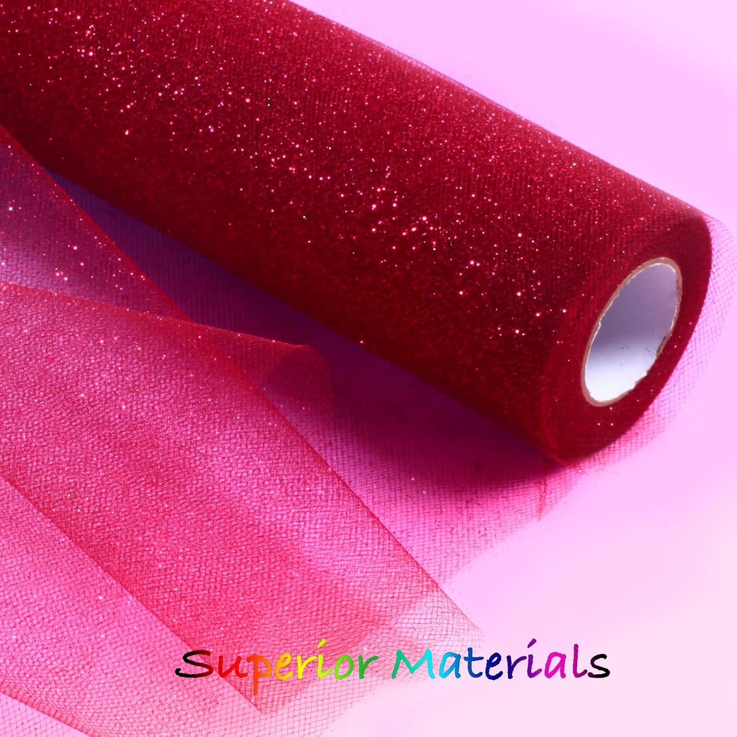 Sparkling Tulle Rolls, 15” by 30 Yards (90FT) Glitter Tulle Spool Ribbon Fabric for Wedding Birthday Bridal Shower Tutu Skirt Party Gift Wrapping (Burgundy)