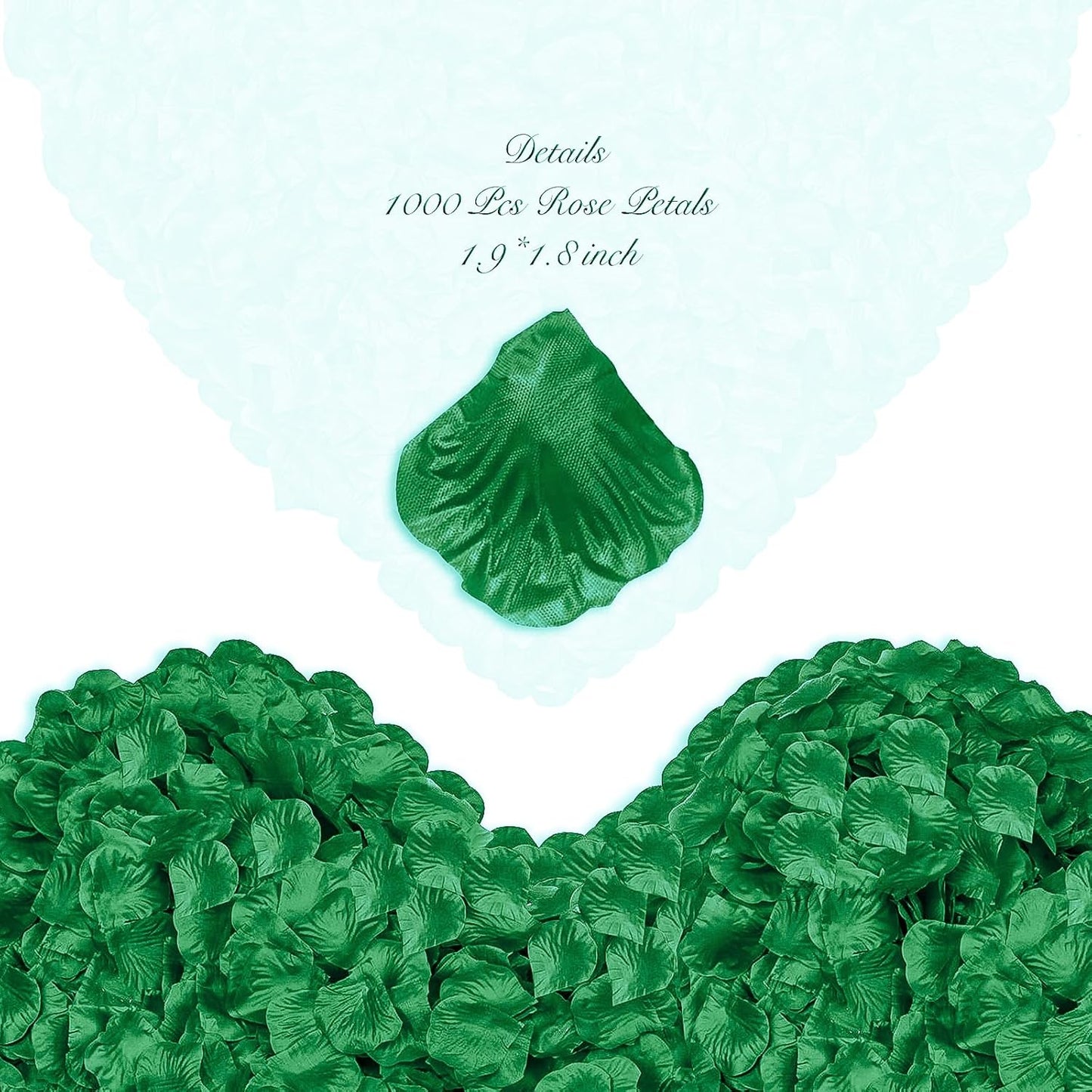 1000Pcs Rose Petals, Artificial Flower Petals Fake Silk Red Rose Petals for Romantic Night,Wedding,Proposal Anniversary Flower Decorations (Green)