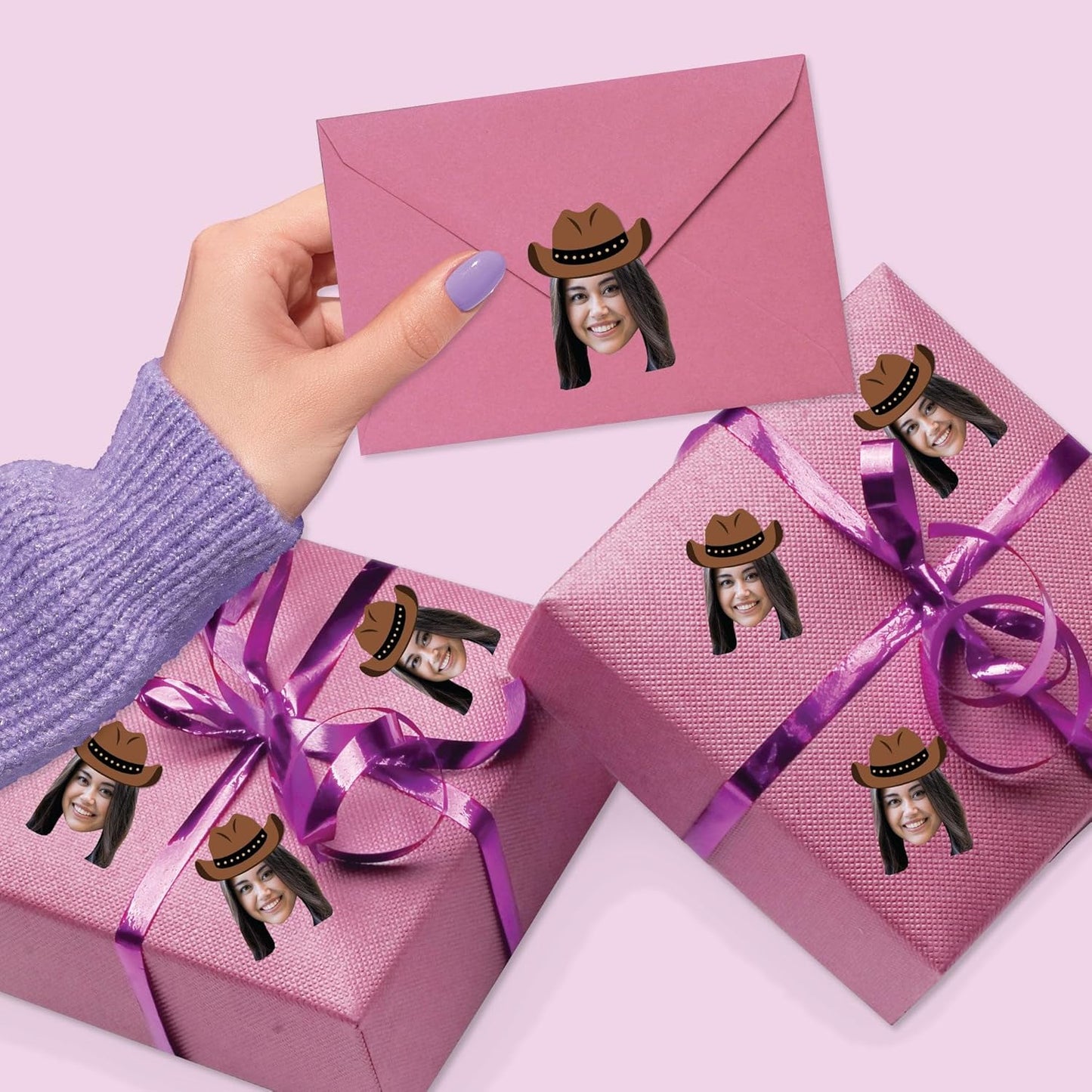 Big Dot of Happiness Custom Photo Western Hoedown - Wild West Cowboy Party Favors - Fun Face Cut-Out Stickers - Set of 24