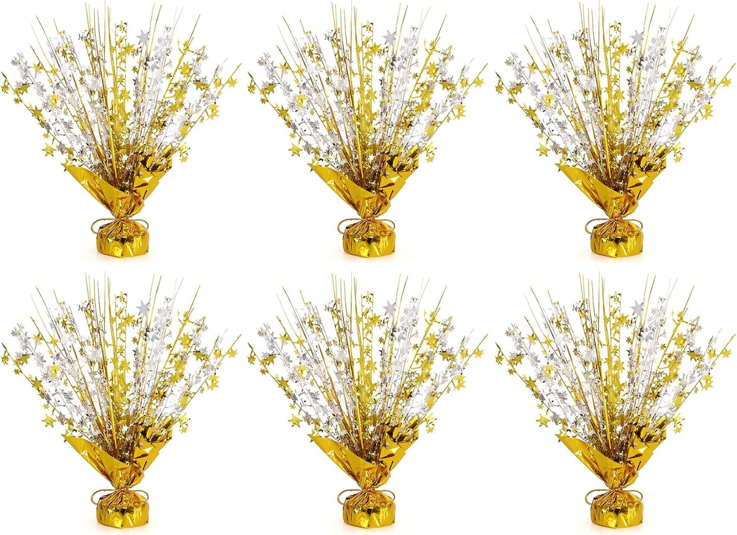 6 Pack Star Table Centerpieces for Party, Birthday Table Decorations for Kids Adults, Party Centerpieces for Tables for Wedding Baby Shower Graduation Holiday Event (Gold Silver)