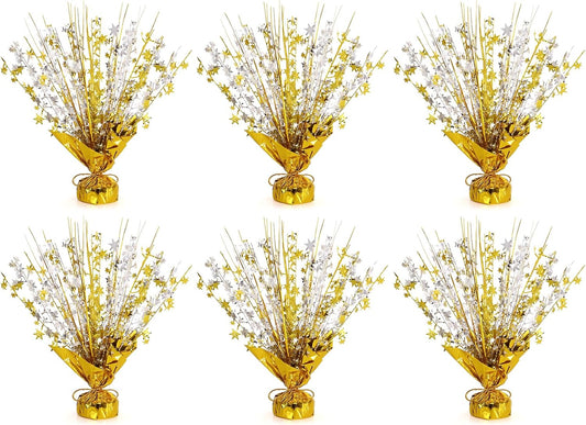 6 Pack Star Table Centerpieces for Party, Birthday Table Decorations for Kids Adults, Party Centerpieces for Tables for Wedding Baby Shower Graduation Holiday Event (Gold Silver)