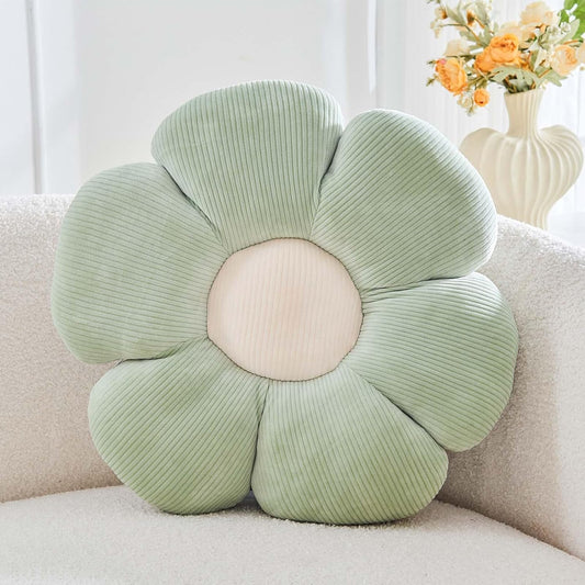 Sage Green Flower Pillow, 14.9" Cute Flower Shaped Floor Pillow, Aesthetic Floral Plush Daisy Decorative Throw Pillows for Bed Sofa Couch