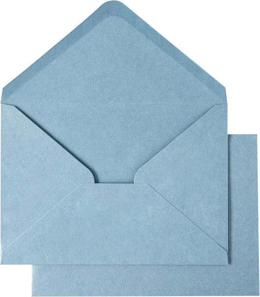 PONATIA 50 PCS A7 Envelopes, 5.25 x 7.48'' Matte Dusty Blue Envelope for 5x7'' Weddings Invitation Cards, Christmas Gift Cards, Acrylic Invitations, Photos and Any 5x7" Inserts