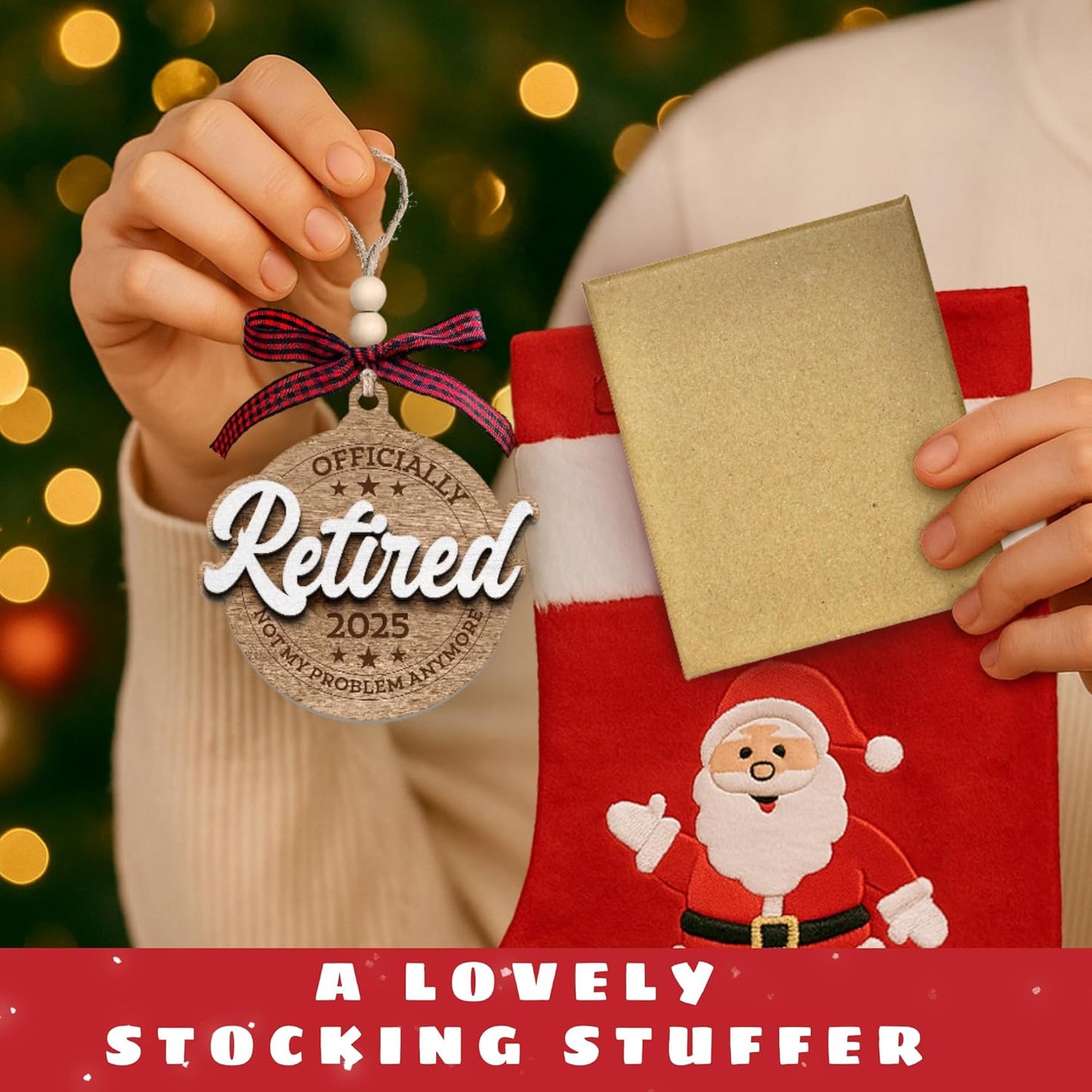 Pawzity Retirement Gifts for Men - Retirement Ornament 2025 - Happy Funny Cool Retire Party Gifts - Mens Retired Gift Ideas for Coworker, Boss, Teacher, Nurse, Man - Wood Retired Christmas Ornament