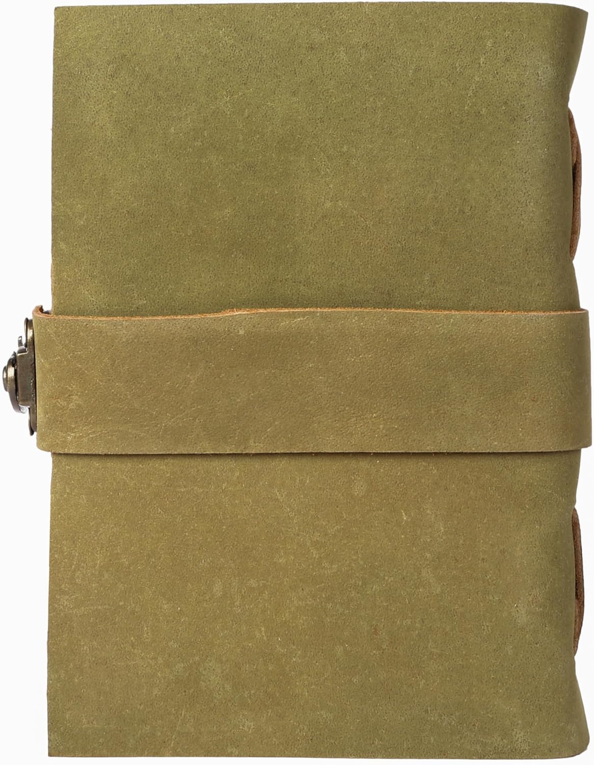 Vintage Leather Journal Handmade Buffalo Non-Refillable Deckle Edge Paper – Leather Bound Journal for Women Men Vintage C-Lock Closure Ideal for Writing & Travel for Artists (Green)