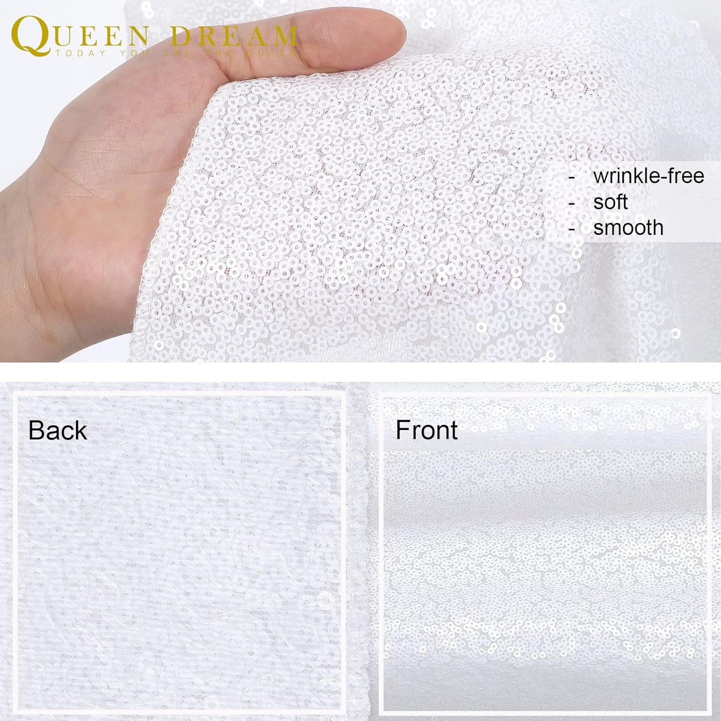 Sequin Backdrop Curtains 10ft x 10ft White Background Drapes Wedding Giltter Curtains for Birthday Party Decoration