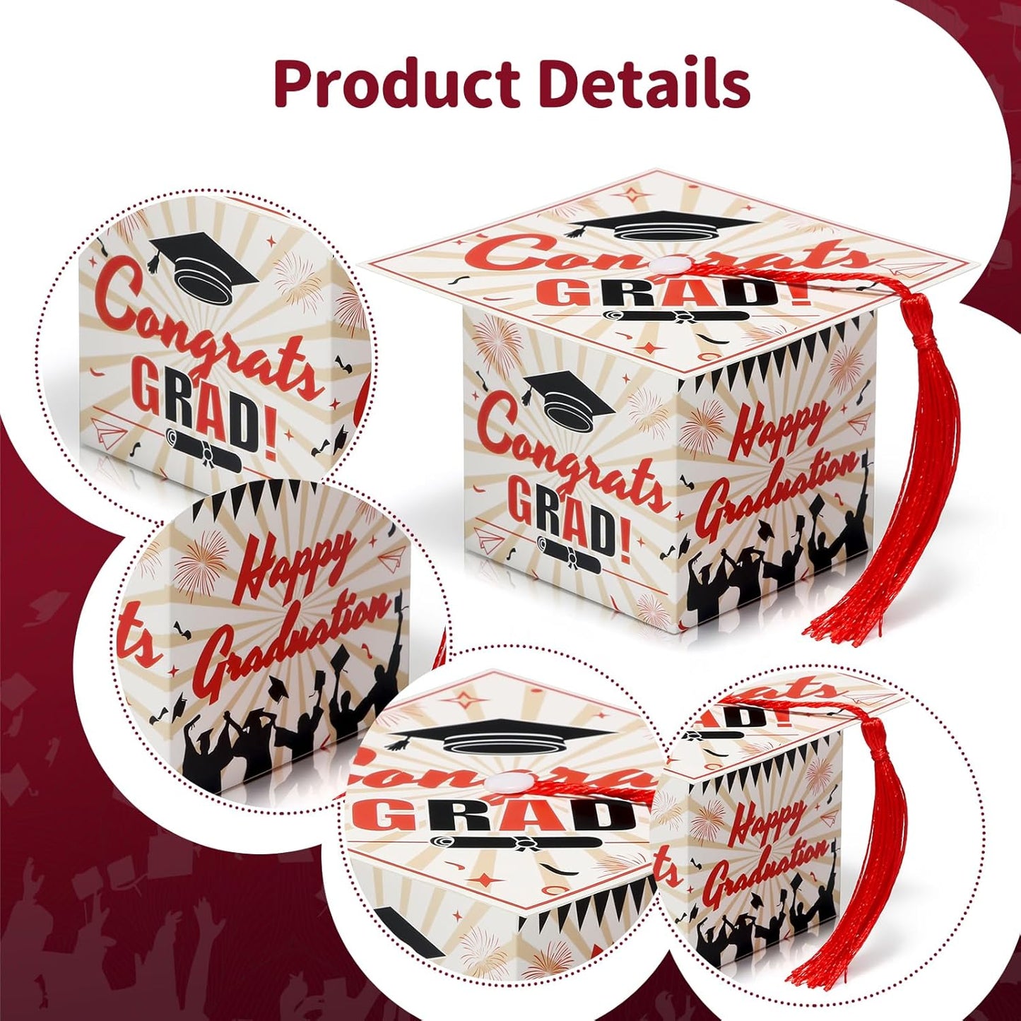 COTOPHER 36 Pack Mini Graduation Cap Gift Boxes, Class of 2025 Graduation Candy Boxes with Tassel, Small Treat Chocolate Box Centerpieces for Tables Party Decorations Graduate Favors Supplies