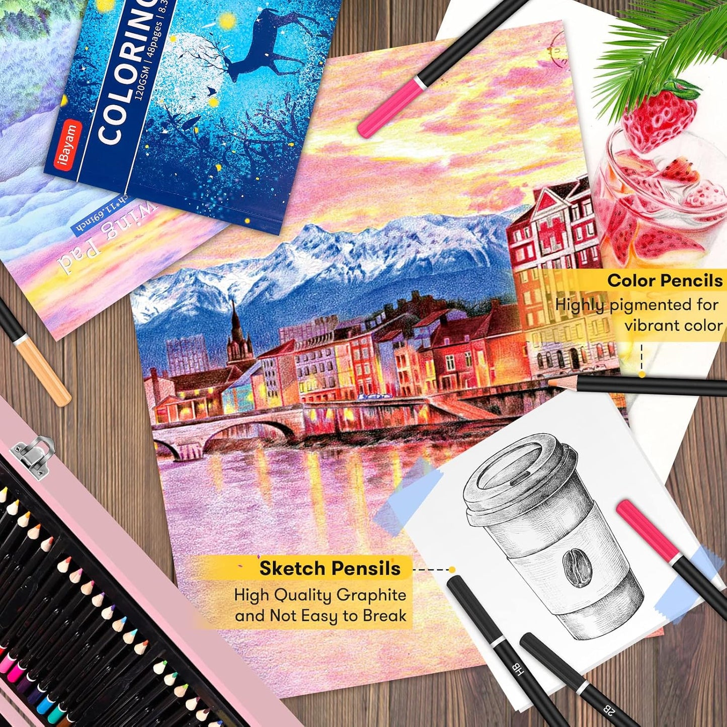 Christmas| Birthday Gifts for Kids Teen Girls Trendy Stuff 6-16 Year Old, 150-Pack Art Set Kits with 2 Sketch Pads, Coloring Book, Stocking Stuffers for Teens Girls, Cute Cool Fun Crafts Gifts