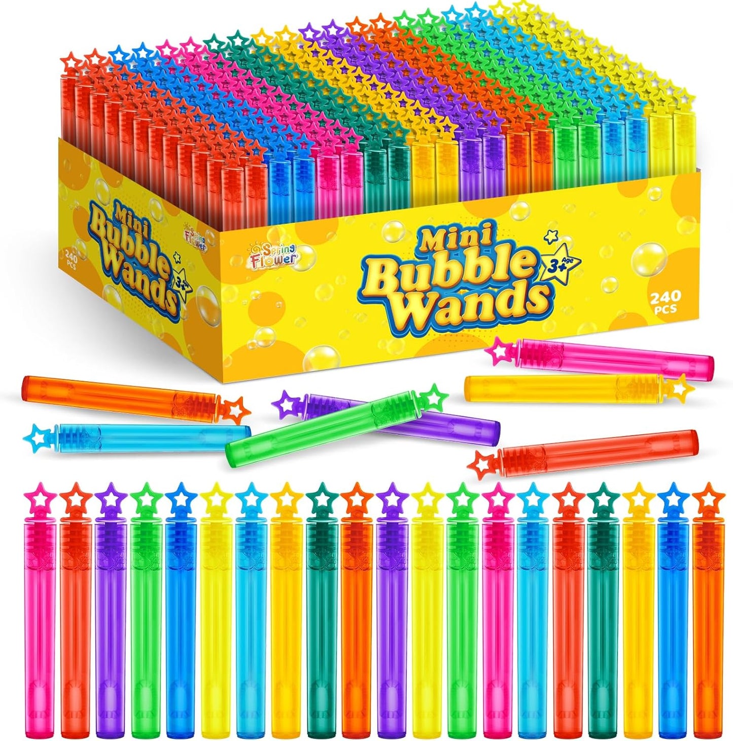 SpringFlower 240 Pieces Mini Bubble Wands, Party Favors Assortment Toys for Kids,Themed Birthday, Halloween, Goodie Bags, Carnival Prizes, Wedding, Bubble Maker Outdoor Gifts for Girls & Boys