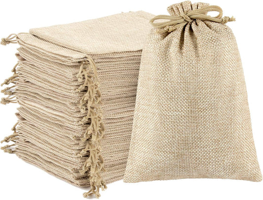 ANPHSIN 75 Pcs Small Burlap Gift Bags with Drawstring - 5.4" x 3.7" Burlap Favor Sacks, Mini Gift Wrapping Bags for Wedding Baby Shower Classmates Festival Party Favors, DIY Craft