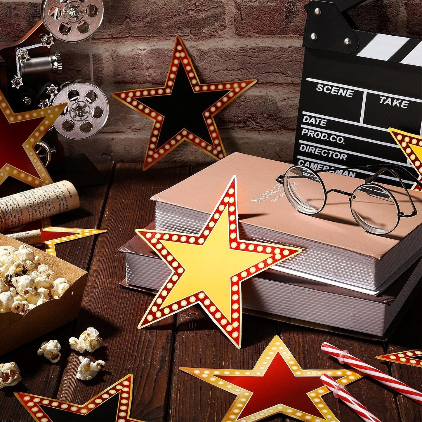 Geosar 90 pcs Movie Star Cardboard Red Carpet Awards Night Cutouts Confetti Cutouts for Bulletin Board Movie Party Decoration Supply Wall (6 Inch)