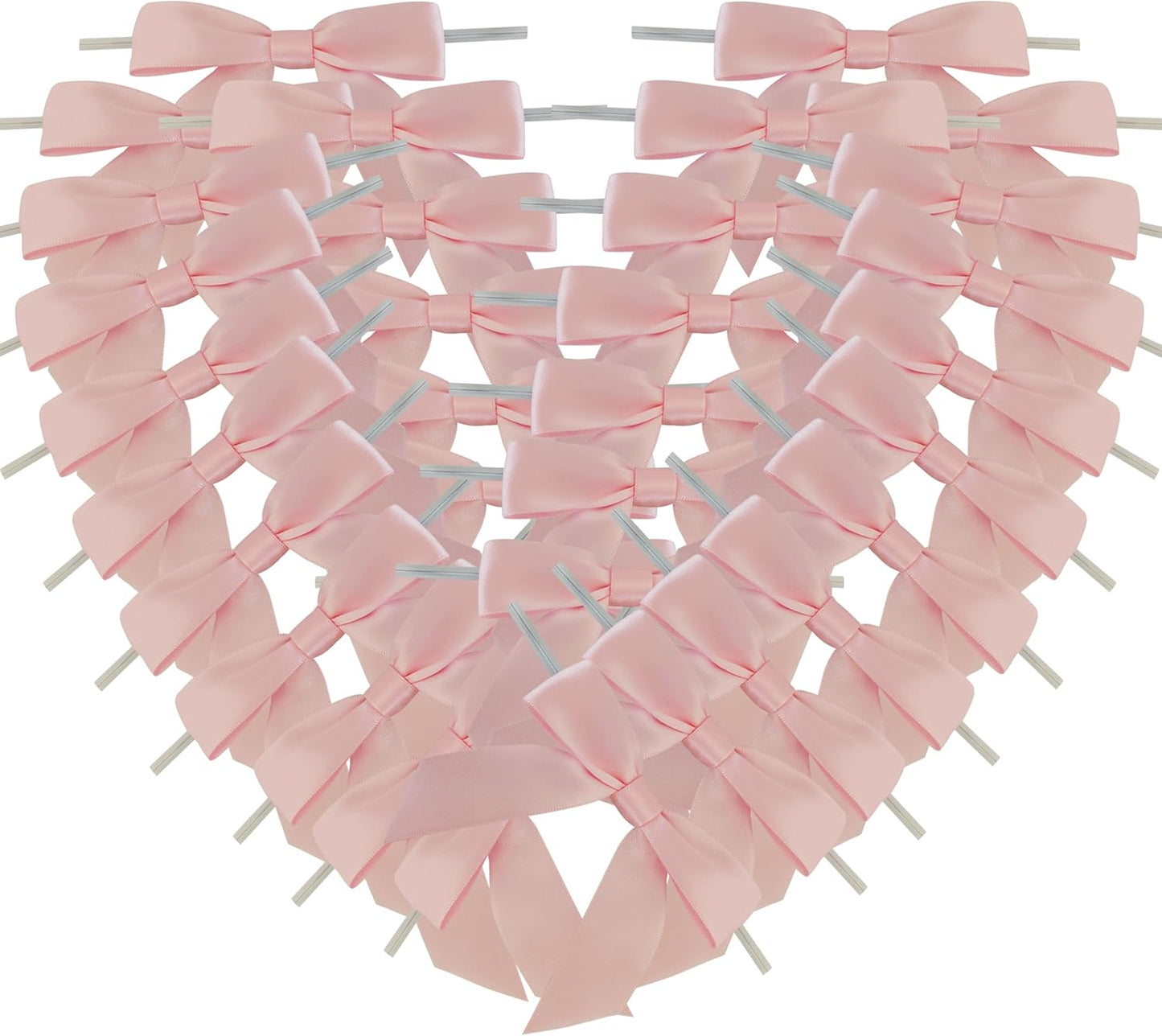 50pcs 3-1/2" Light Pink Satin Ribbon Bows with Twist Ties for Gift Wrapping Packing Wedding Big Ribbon Bows for Accessories Decoration (Lt.Pink)