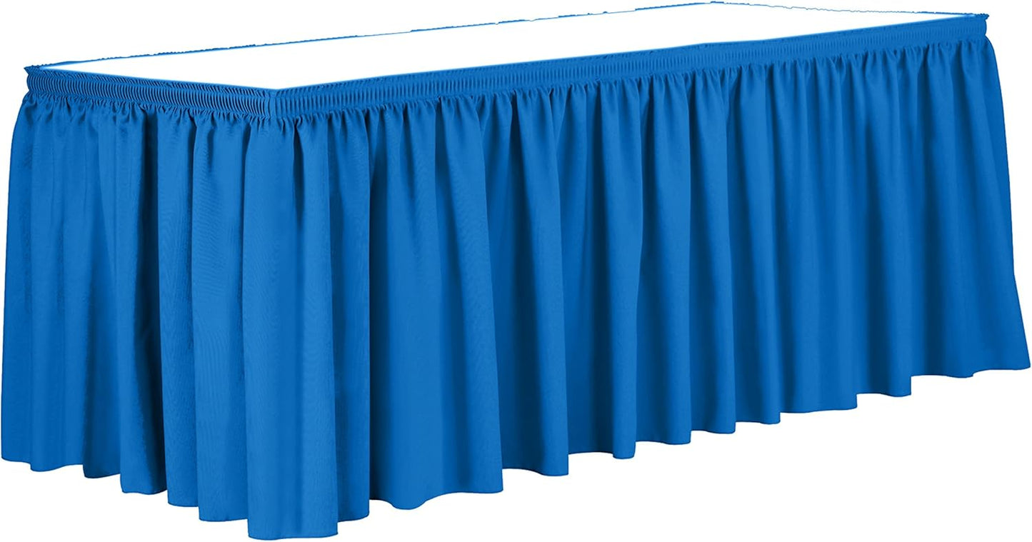 Ultimate Textile Pleat Polyester Fabric Table Skirt - Machine Washable Flame Resistant with Clips for Events, Weddings & Trade Shows, Cut & Sewn in Paterson, NJ - Cobalt, 17' Shirred Pleat