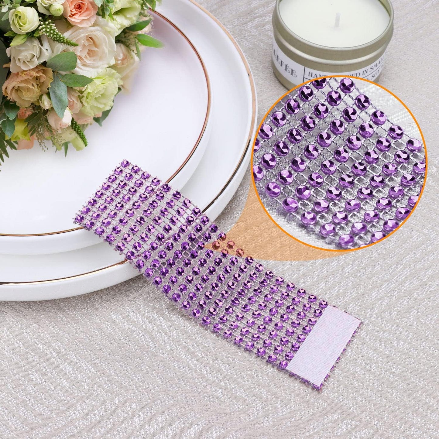 Purple Napkin Rings Holder Set of 150pcs,Crystal Diamond Bling Napkin Rings Adornment for Wedding Reception, Dinner, Place Settings, Holiday Parties or DIY Decoration (150,Purple)