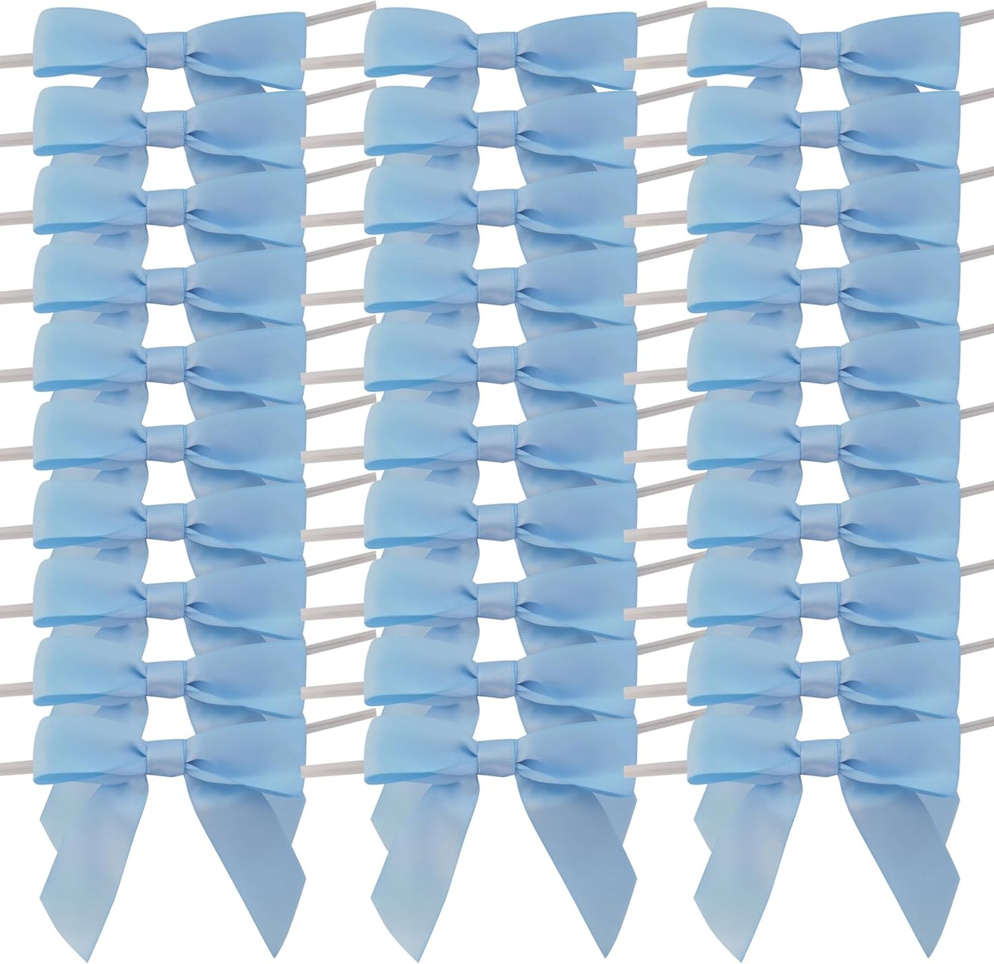 50pcs 3-1/2" Sky Blue Satin Ribbon Bows with Twist Ties Mini Ribbon Bows for Baby Shower Decoration Gift Packing&Wrapping Accessoried(Lt.Blue)