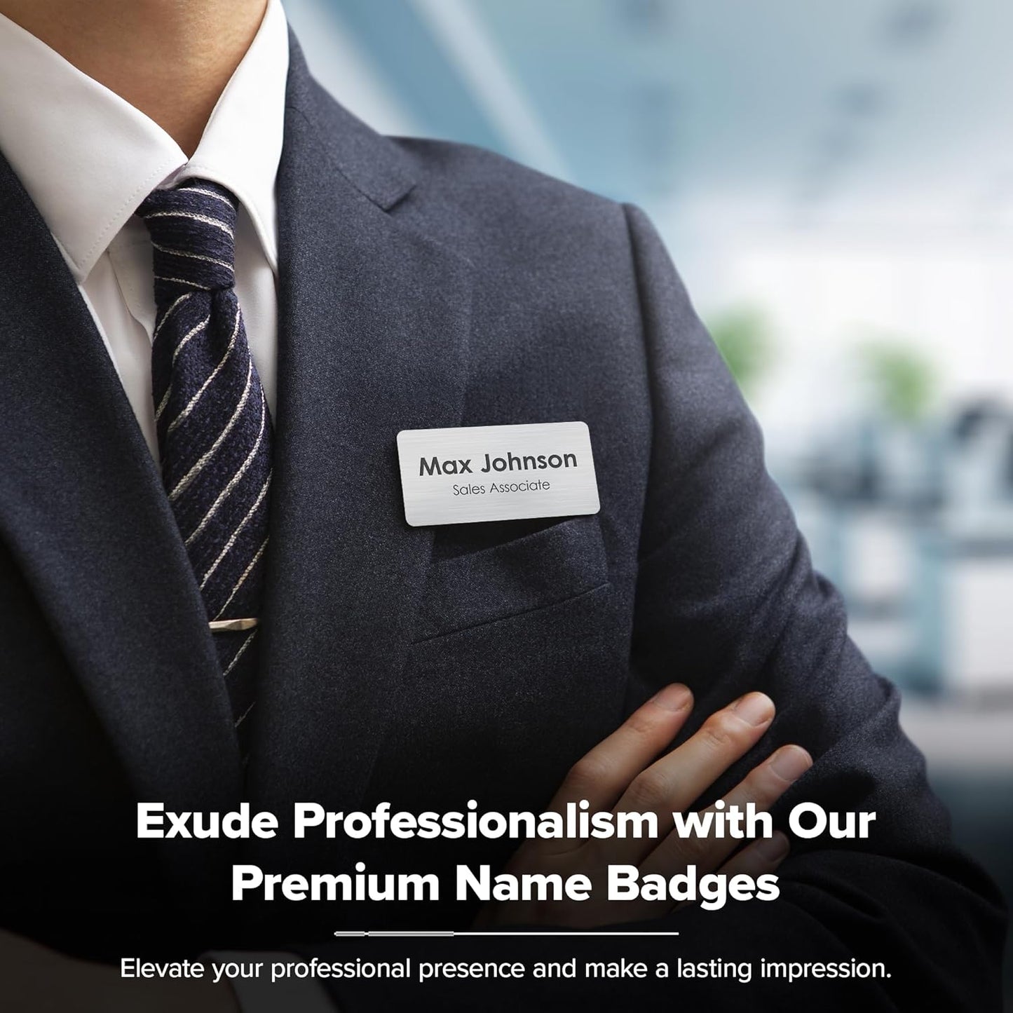 Name Tag, Magnetic Brushed Aluminum Name Tags, Personalized Name Tags, 1.5x3 Inches, Durable Engravable Impact Material, Made in The USA by My Sign Center