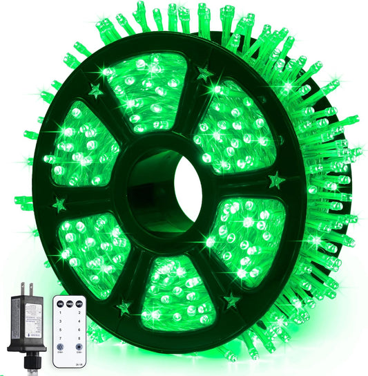 JMEXSUSS 600 LED Green Lights for Halloween Decorations, 168 Ft Green Christmas String Lights Outdoor Indoor Clear Wire Plug in for Halloween Christmas Tree Party Decor