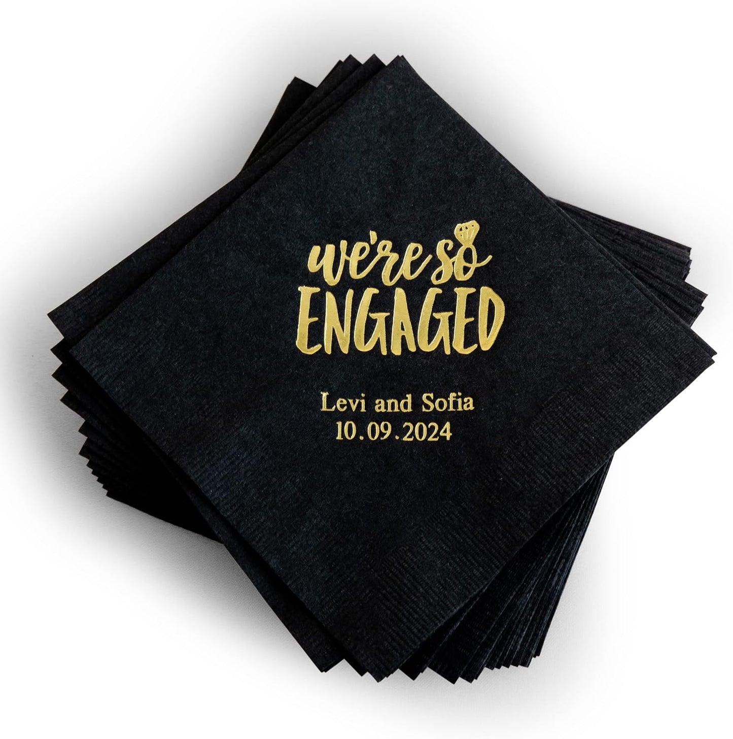 Weddingstar Personalized Printed Paper Napkins 3-Ply 50 Pack - Cocktail Black