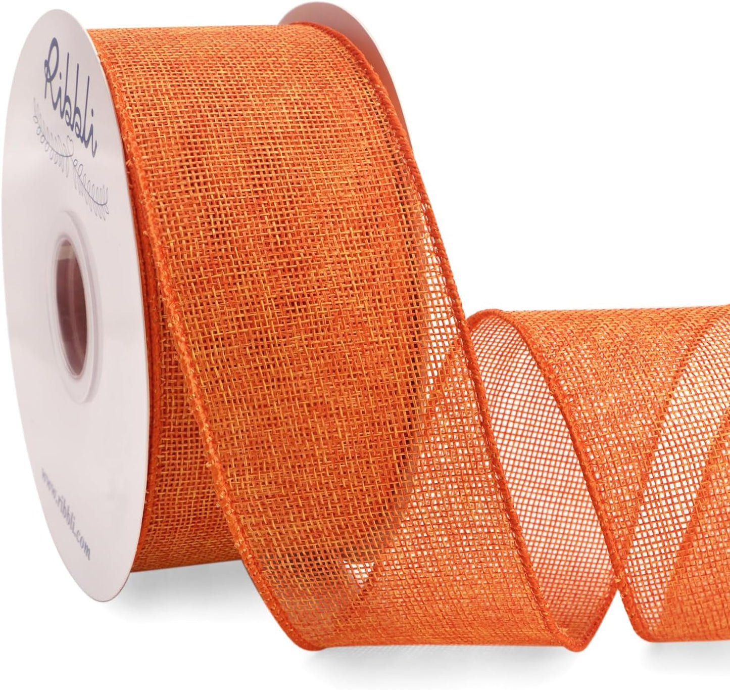 Ribbli Orange Burlap Wired Ribbon, 2-1/2” Inch x Continuous 20 Yard, Wired Edge Ribbon for Wreaths,Big Bows,Tree Decoration,Outdoor Decoration