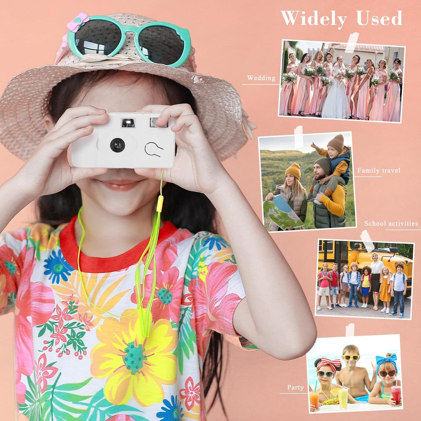 LEIFIDE 8 Pcs Disposable Camera Bulk for Wedding Single Use One Time 35mm Camera with Flash Color Film for Photography Anniversary Travel Camp Party Supplies(Cute Color)