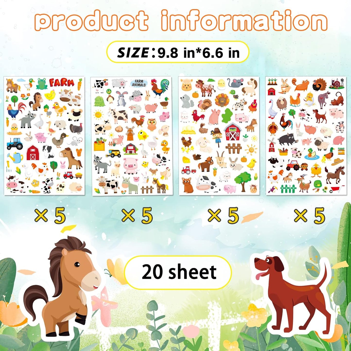 Farm Animal Stickers Cute Farm Barnyard Cow Sheep Horse Decal Sticker 875 Counts Party Gifts Goodie Bags Decor School Reward Birthday Party Favors Water Bottle Sticker Laptop Invitation Decor