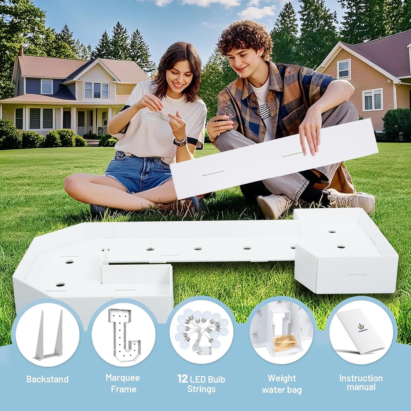 4FT Marquee Light Up Letters J,Party Decoration Large Marquee Light Up Letters with Weighted Water Bag,Pre-cut Foam Board Set Can Be Used for Birthdays,Weddings,Baby Anniversaries