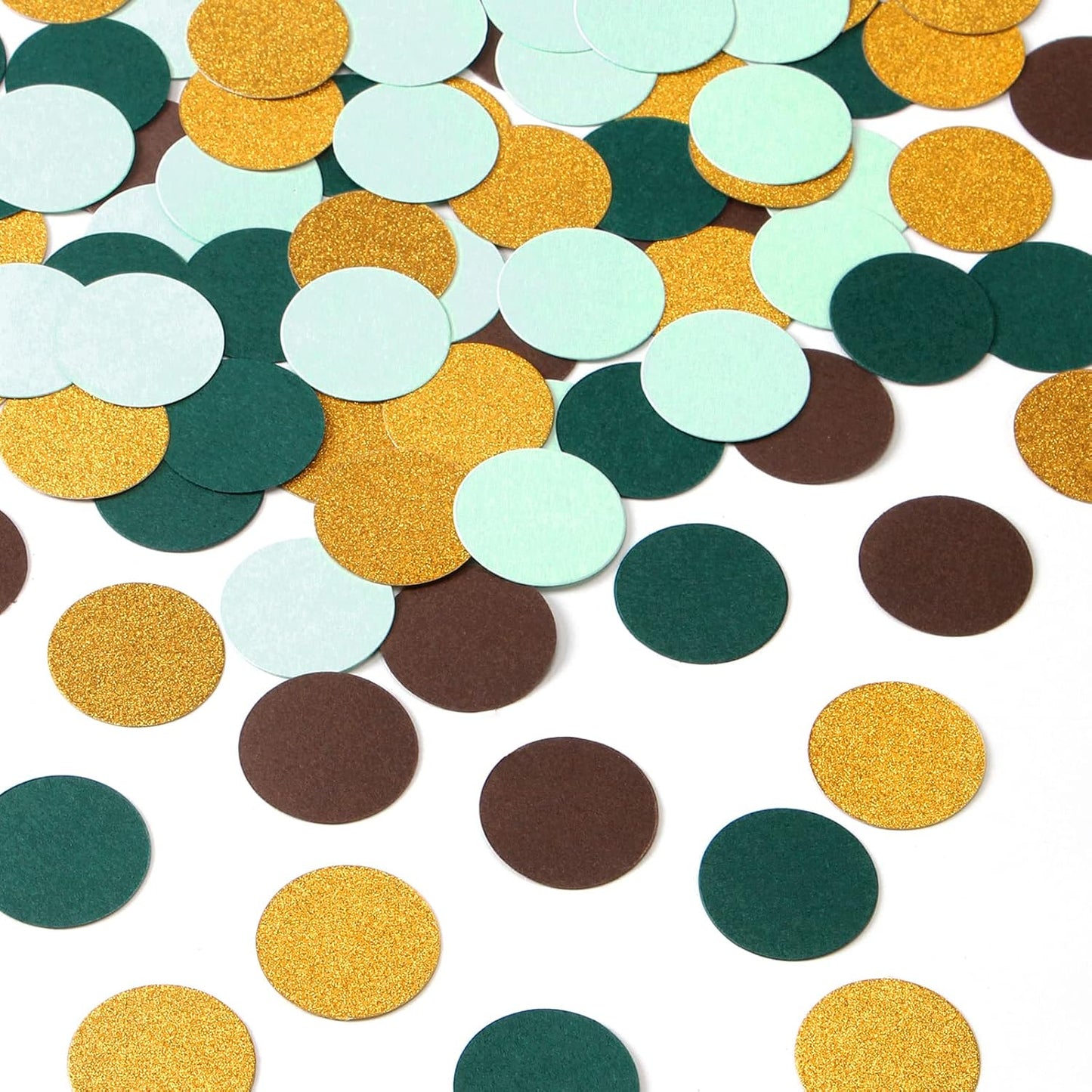 Sage-Green Gold Brown Party Decorations - 300pcs Confetti Paper Dot Table Decor for Gender Neutral Baby Shower Decoration,Bridal Shower,Birthday with Rustic,Boho,Woodland Theme