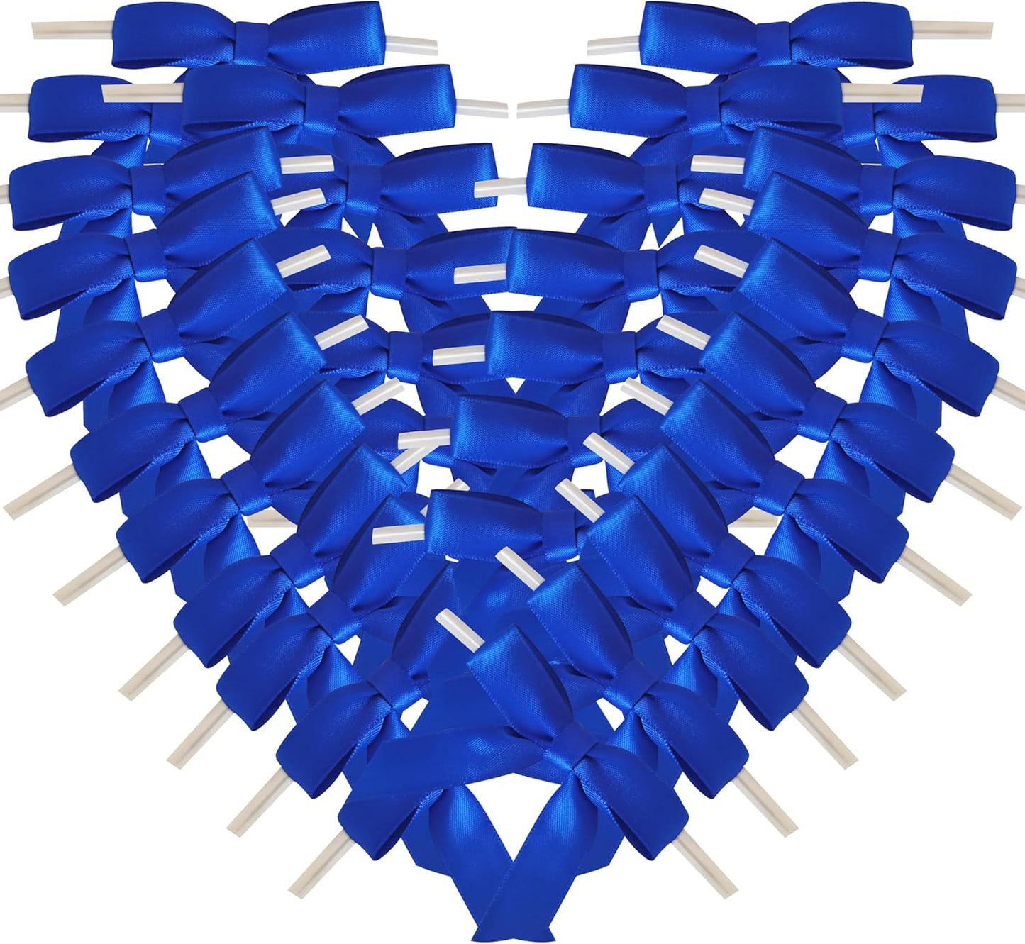 50pcs 2-1/2 Inch Blue Satin Ribbon Bows with Twist Tie Bows for Christmas Tree Decoration Gift Packing&Wrapping(Blue)