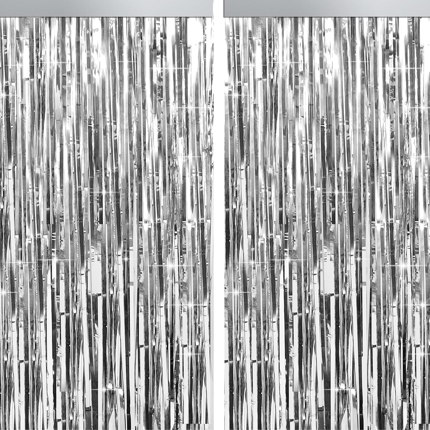 4 Packs Silver Foil Fringe Curtain, Silver Metallic Tinsel Backdrop for Birthday, Wedding, Baby Shower, Engagement, Bachelorette Party, Christmas Holiday Celebration Party Decorations Supplies