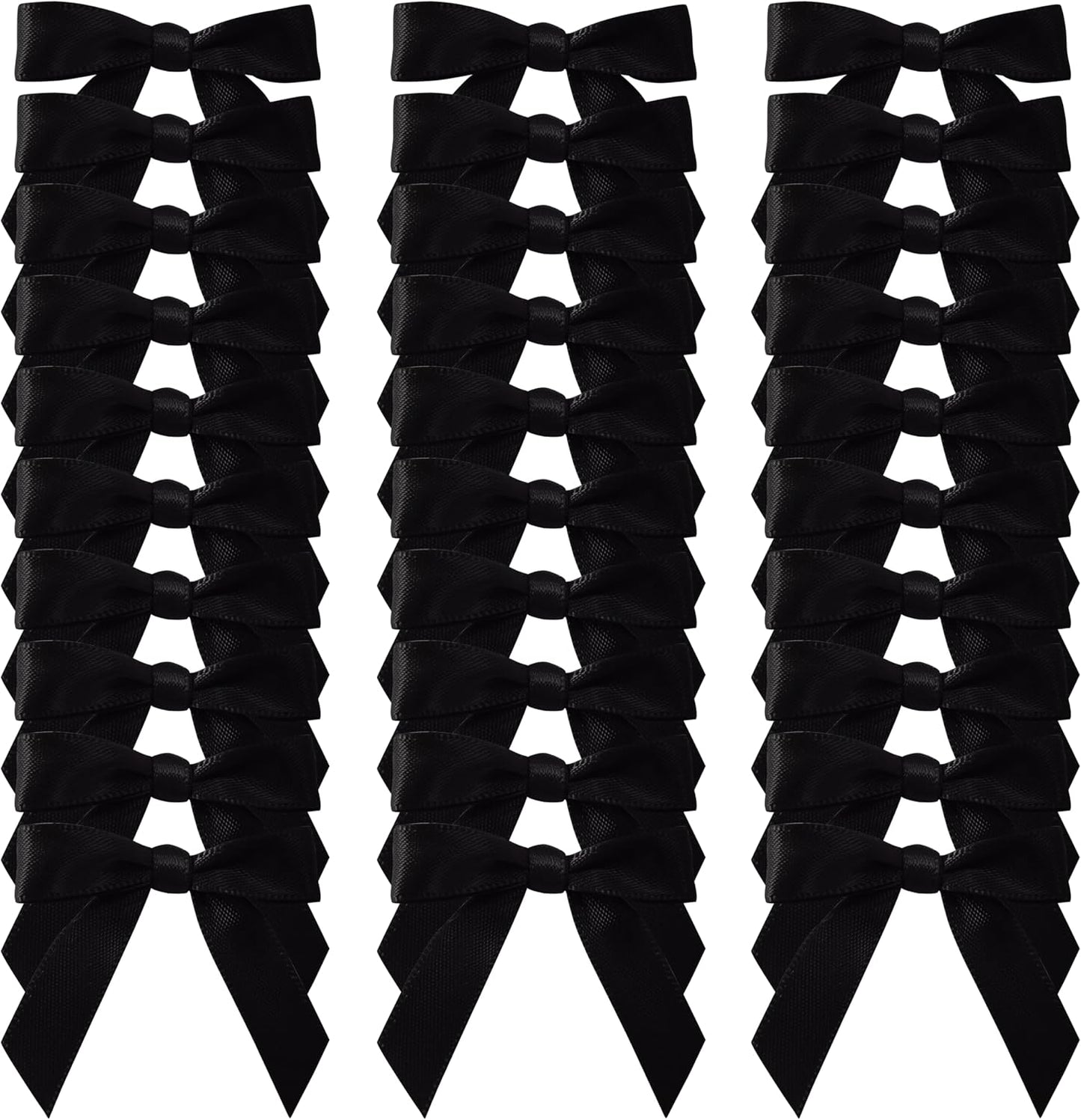 50pcs 1-1/2" Mini Black Satin Ribbon Bows Without Twist Ties for Crafts Gift Wrapping Packing Christmas Decoration (Black)