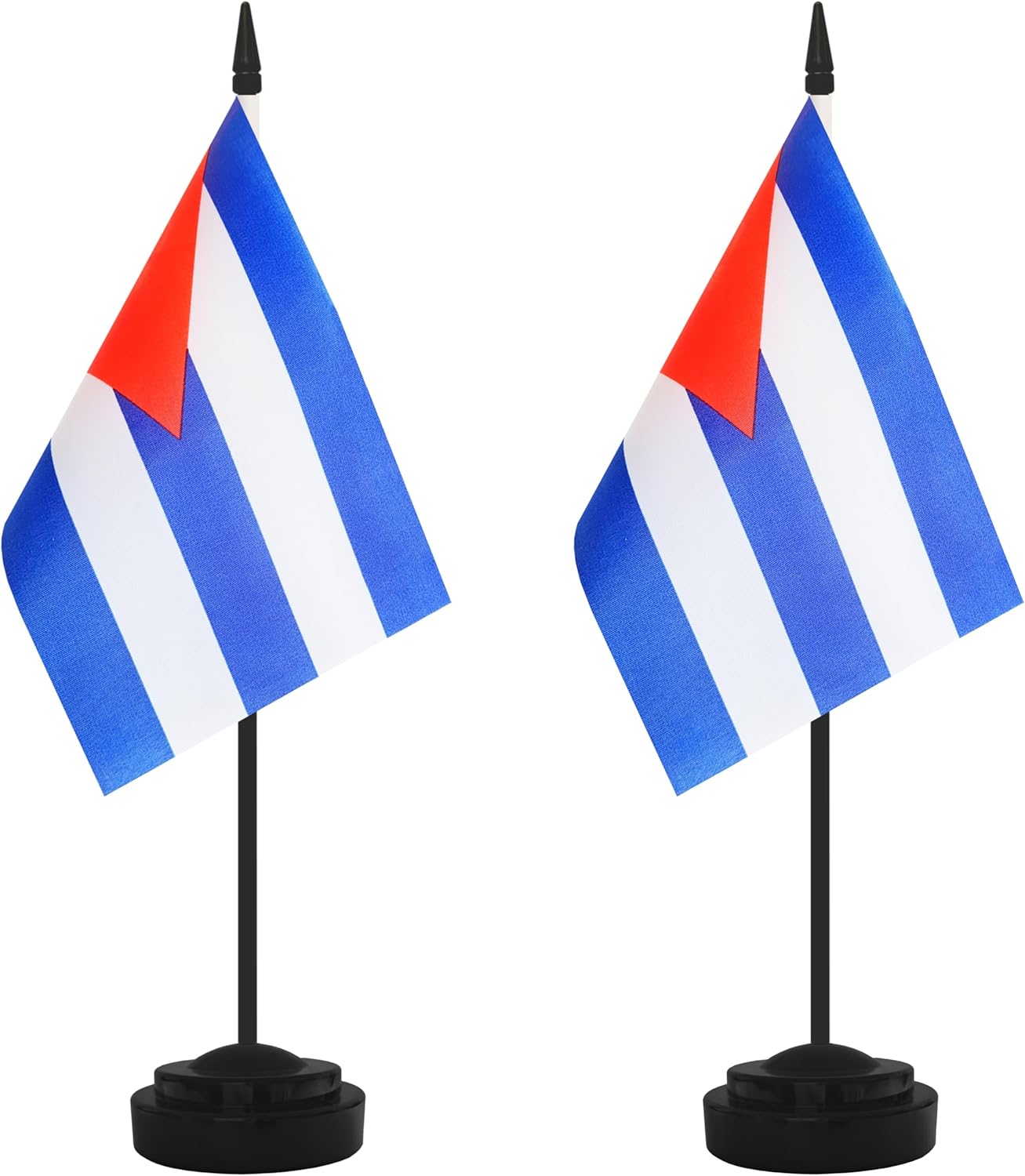 2 Pack Cuba Desk Flag Set, Cuban Desktop Small Miniature Table Office Flag with 12" Black Pole and Black Base, Offices, Classroom, Home, Festival Decoration (Cuba)