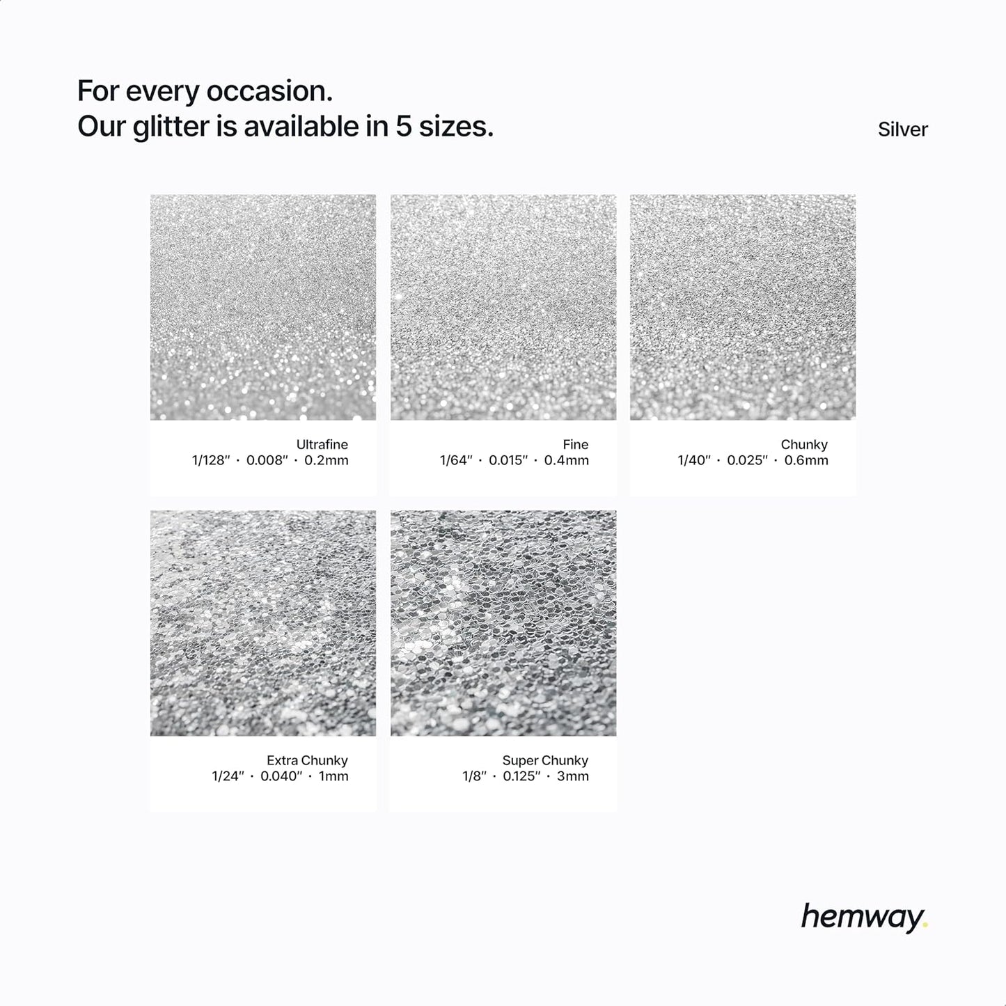 Hemway Biodegradable Glitter Eco Friendly - 100g/3.5oz Bio Cosmetic Safe Sparkle Vegan for Face Eyeshadow Body Hair Festival Makeup Craft - Chunky (1/40" 0.025" 0.6mm) - Silver