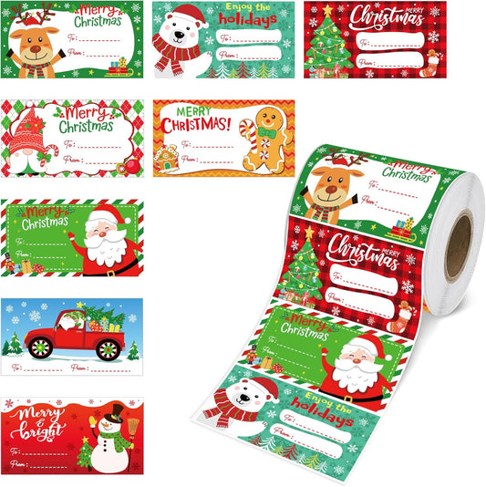 500 PCS Christmas Gift Tags,Christmas Name Tags Stickers Roll, Self-Adhesive Christmas Labels for Presents, Gift Bags, Boxes, Xmas Holiday Wrapping Paper Christmas Decorations