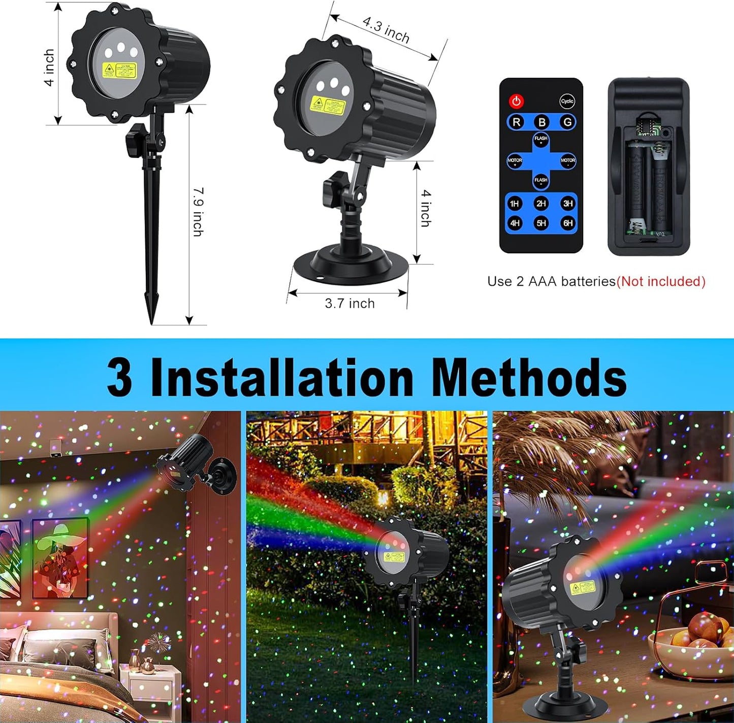 Christmas Projector Lights Outdoor, Garden Light Projector with Timer, Firefly Lights, IP65 Waterproof, Holiday Decoration for Halloween, Christmas, Home, Party, Garden Decor