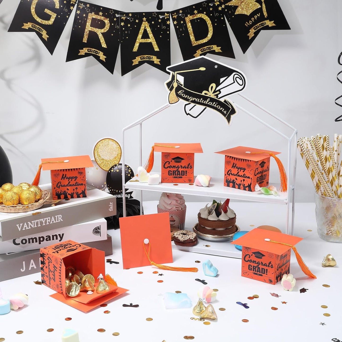 COTOPHER 36 Pack Mini Graduation Cap Gift Boxes with Tassel, Class of 2025 Graduation Candy Boxes Centerpieces for Tables Party Decorations, Small Treat Box Graduate Favors Supplies