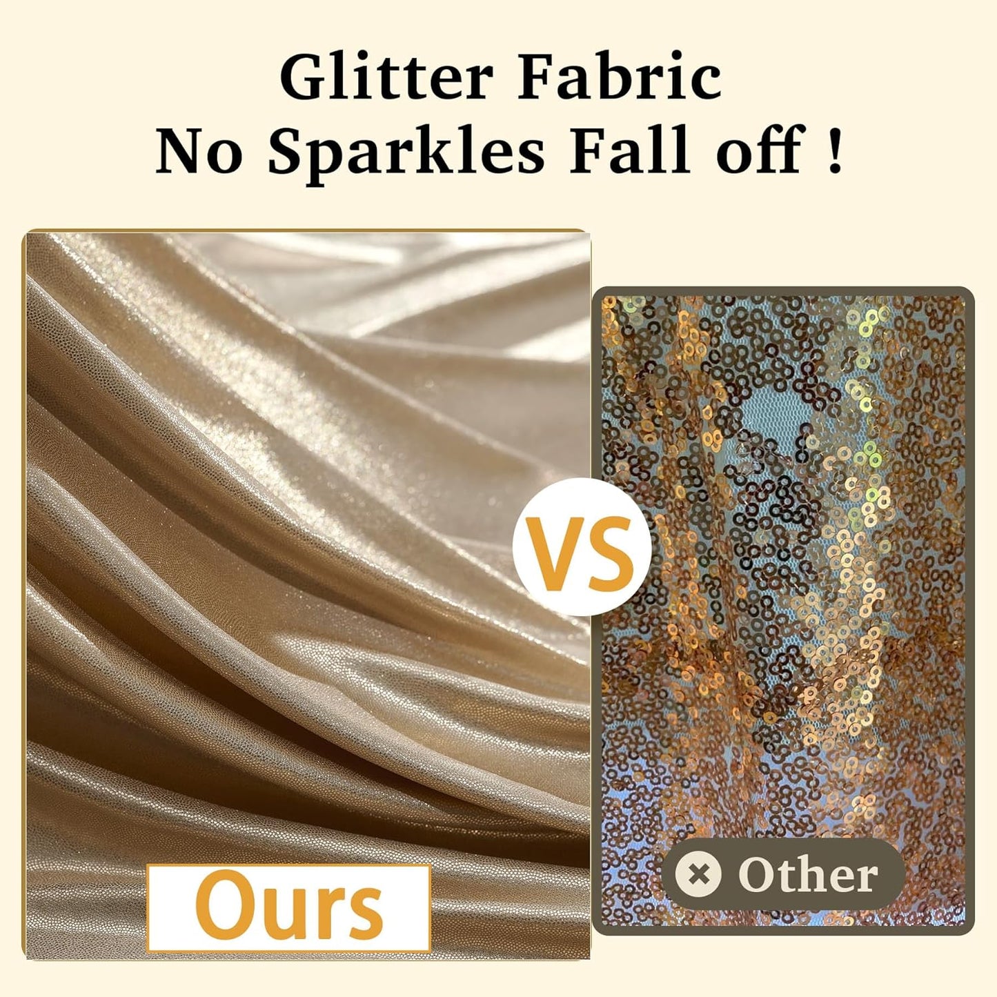 10x10 ft Champagne Sequin Backdrop Curtain with Lights for Parties, Wrinkle Free Glitter Photo Backdrop Drapes Shimmer Back Drop Cloth for Wedding Birthday Photography Background