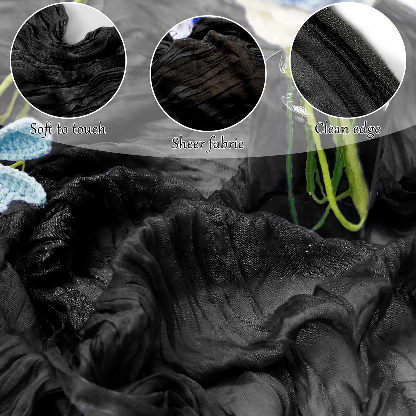 6-Pack Black Cheesecloth Table Runners – 10FT (35x120 Inch) Boho Rustic Gauze Fabric Cheese Cloth Table Runner for Weddings, Baby Showers, Bridal Shower, Farmhouse & Birthday Party Decor