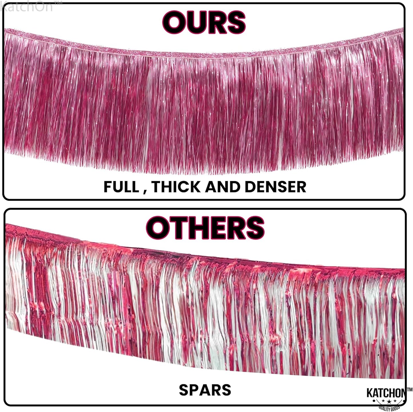 KatchOn, XtraLarge Pink Fringe Banner - 6.5 Ft,Pack of 2 | Fringe Garland for Birthday Party | Pink Streamers for Gender Reveal, Bachelorette Party Decorations | New Years Eve Decorations