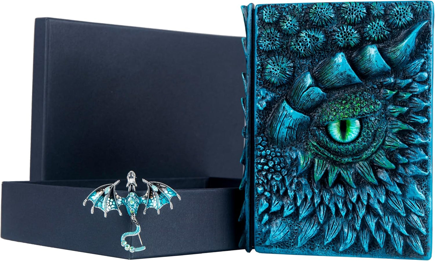 3D Dragon Eye Embossed Journal,Resin Engraving Notebook,Dnd notebook for Dragon Lovers ，Blank Paper,Hardcover Travel Notepad for Writing,Sketchbook,Collection,Gift,Decoration A4 and A5 Size (A5-Blue
