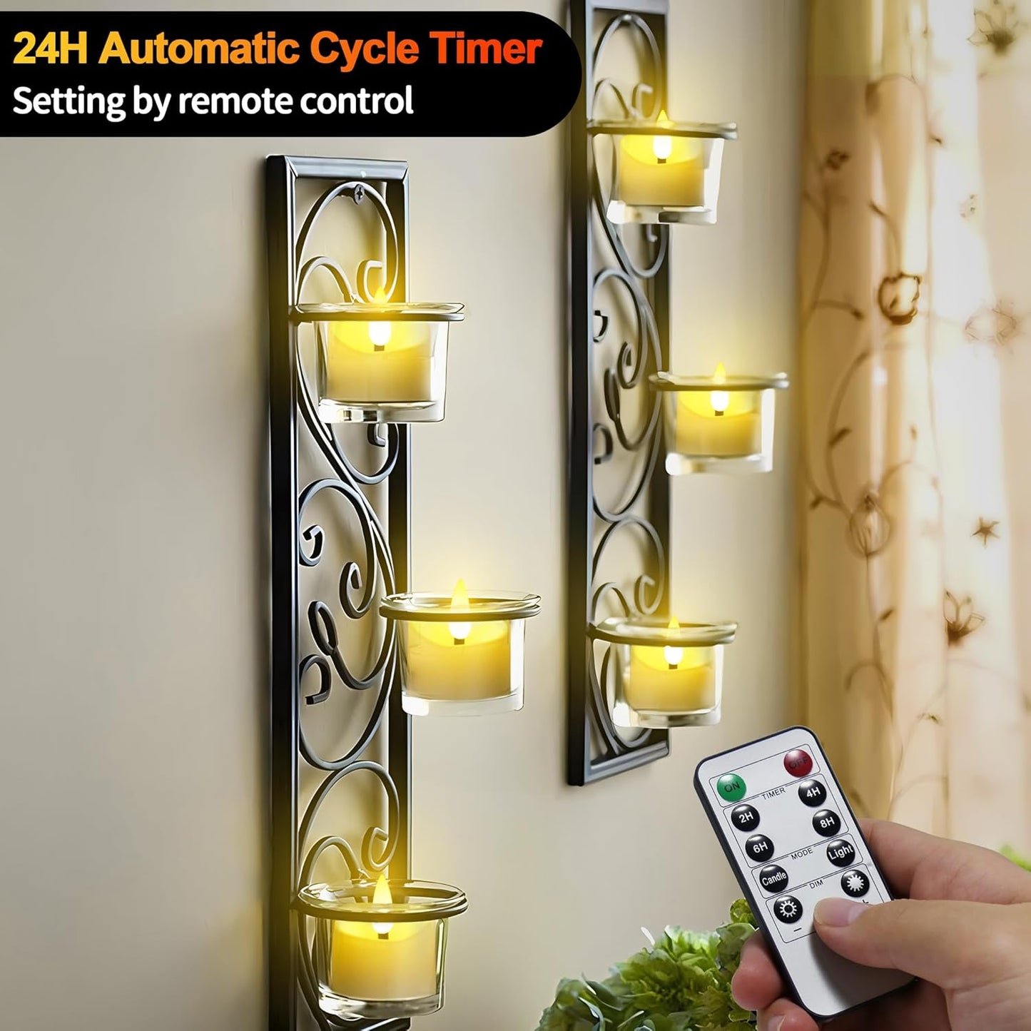 YiaMia Rechargeable Tea Lights with Remote, Flameless LED Candle with 24H Cycle Timer, Battery Operated Tea Lights for Votive, Weddings, Parties, Halloween, Christmas, Home Decoration (6)