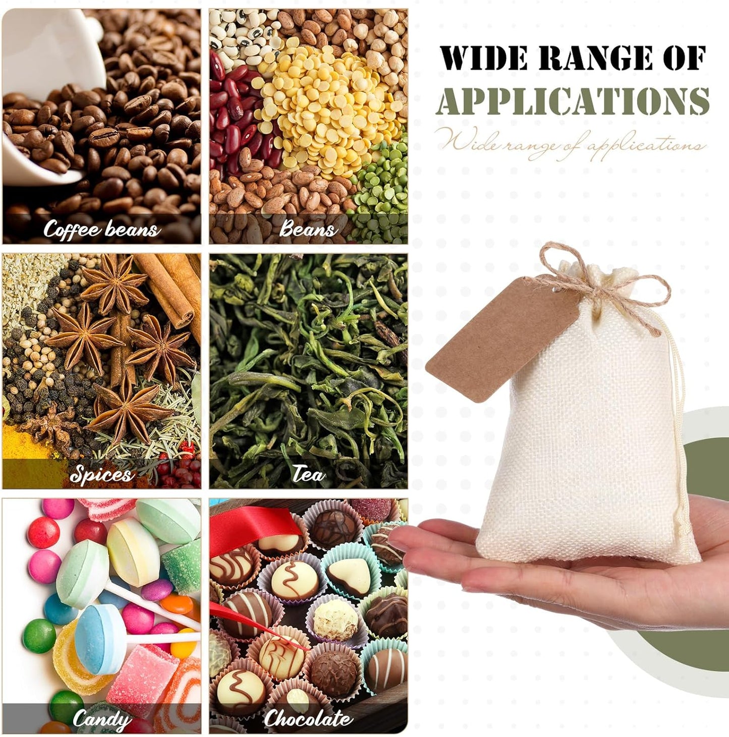 Woanger 100 Pcs Burlap Gift Bags with 100 Pcs Kraft Paper Gift Tags with Drawstring Favor Bulk Burlap Sack Bags for DIY Wedding Party Craft (4 x 6 Inch,Beige, Medium Brown, Dark Brown, Military Green)