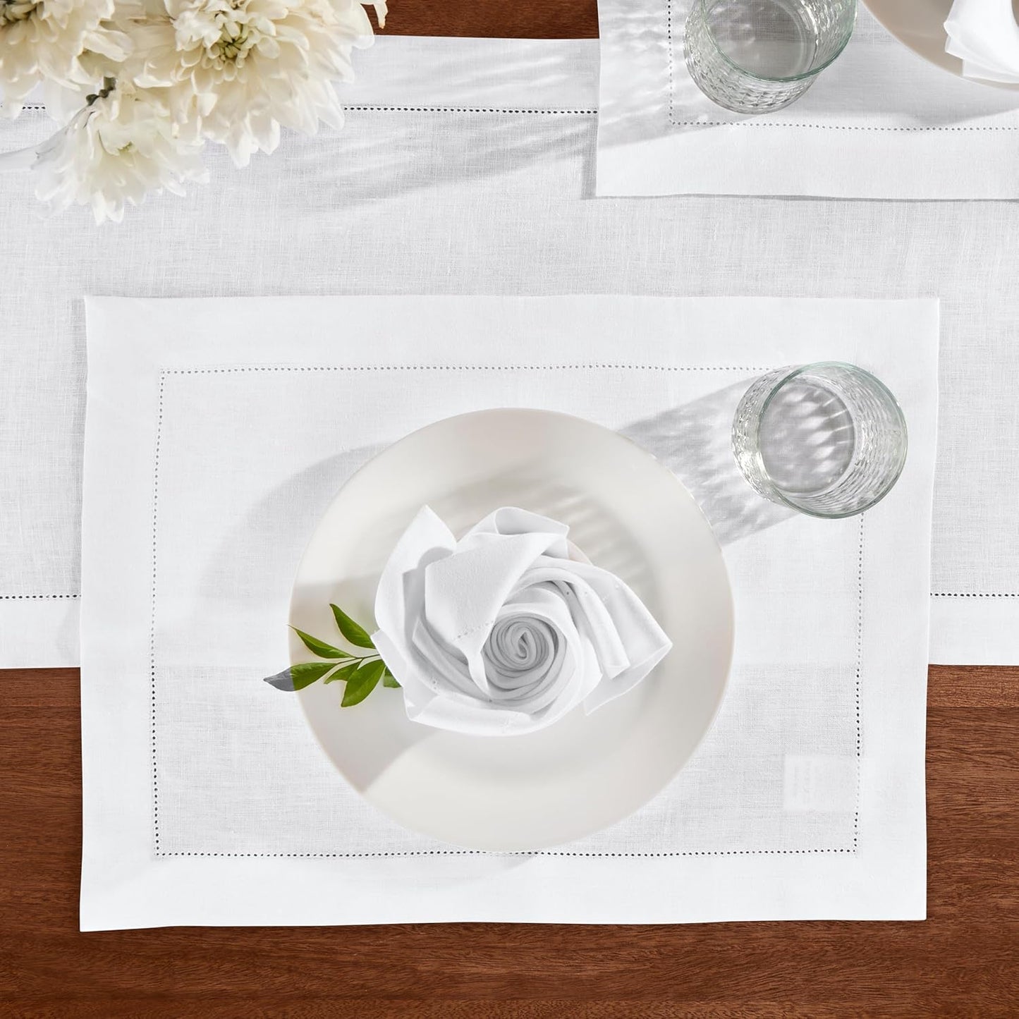 Off White Table Runner 36 inches – Medium Weight Hemstitch, 100% Pure Linen Coffee Table Runner 14 x 36 Inch Ideal for Dresser Tables – Azure, Spring, Summer, Wedding Gift