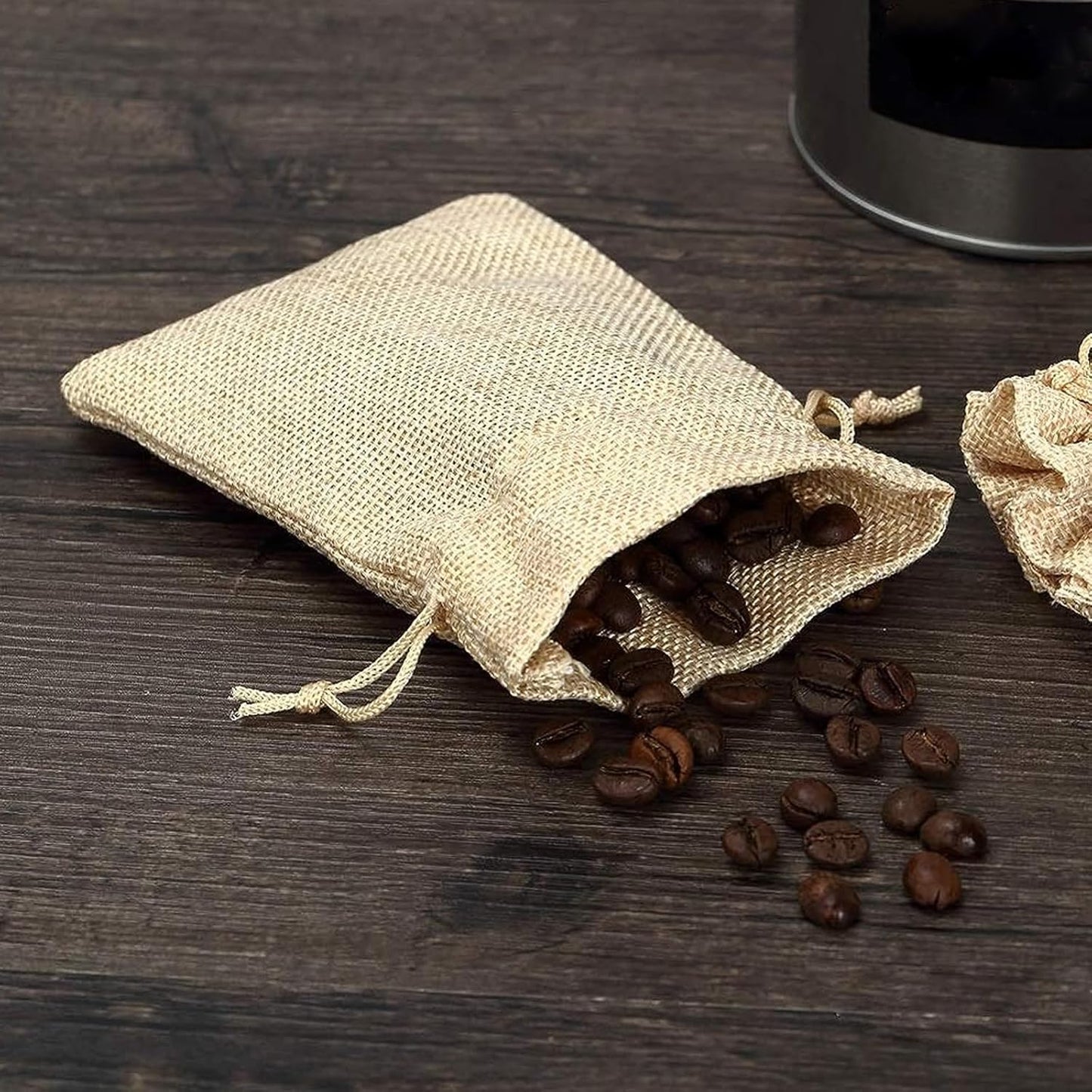 ZOENHOU 100 Packs 3 x 4 Inch Burlap Bags with Drawstring, Durable Jute Drawstring Bags, Dustproof Burlap Sacks for Favors Party DIY Craft