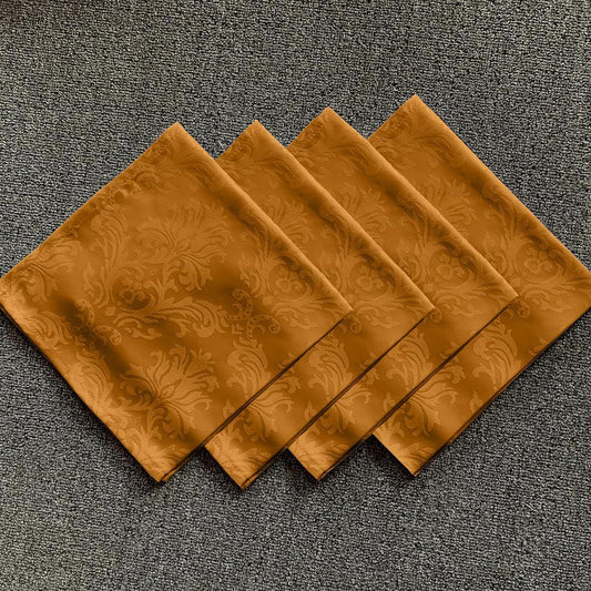Fall Cloth Napkins 20 x 20 Inch Set of 4 Washable Reusable Jacquard Damask Autumn Table Napkins for Harvest, Thanksgiving, Holiday, Brown/Amber (4 Pieces/Packs)